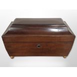 A reproduction mahogany tea caddy, width 38cm.