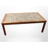 A 20th-century Danish rectangular tile-top coffee table, 137cm long x 76cm wide x 49cm high.