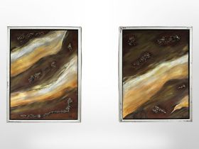 Kiesdn Gulin : A pair of abstract oils, 30cm x 40cm.