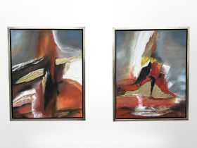 Kiesdn Gulin : A pair of abstract oils, 40cm x 50cm.