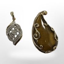 Two 9ct yellow gold mounted pendants.