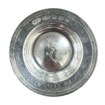 A small silver dish dated 14.7.2001, Deakin & Francis Ltd, Birmingham, diameter 7.5cm.