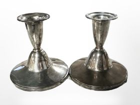 A pair of silver candlesticks, height 8.5 cm, Birmingham 1960.