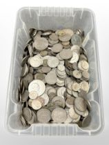 A large tub of assorted crowns, half crowns, shillings and sixpences, 13.