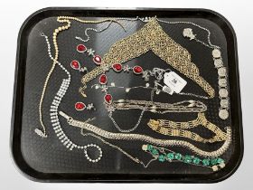 A group of costume jewellery, necklaces, necklace and earring set,