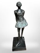 A patinated bronze figure of a ballerina, height 25cm.