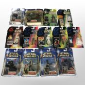 13 Hasbro and Kenner Star Wars figurines, boxed.