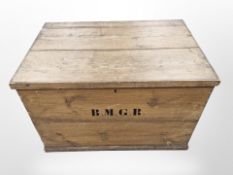 A 20th century pine storage box,