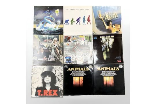 Mixed British Rock - Asia, Supertramp, 10CC, Cream, T Rex, The Animals, nine LP's.