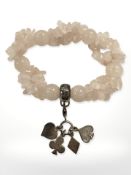 A Sterling silver mounted Thomas Sabo pink crystal charm bracelet