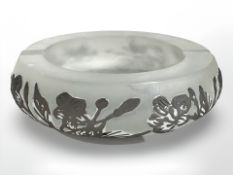 A Gallé-style glass ash tray,