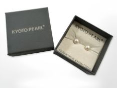A pair of Kyoto pearl earrings mounted in 9ct yellow gold