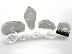 A group of eight continental crystal ornaments,