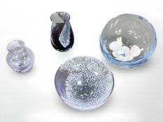 Four pieces of coloured glass,