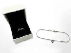 A Sterling silver Pandora ring, size M, together with Pandora silver bracelet.