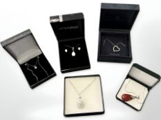 A Sterling silver Beaver Brooks heart pendant on chain,