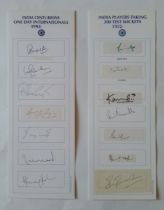 CRICKET, India Cricketers autographs, inc. players taking 200 wickets & ODI Centurians; Kapil Dev,