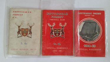 FOOTBALL, Nottingham Forest handbooks, inc. 1961/62, 1964/65 & 1968/69, some creasing to spines (2),