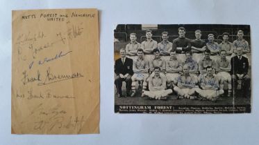 FOOTBALL, early Nottingham Forest signatures, inc. late 1950s team photo, Bill Whare, Bill Morley,