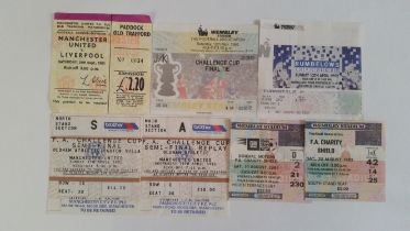 FOOTBALL, Manchester United ticket selection, 1980s onwards, inc. FA Cup, Challenge Cup, Milk Cup,