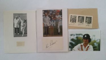 CRICKET, signed selection, inc. photographs, laid down pieces; Alan Knott, Fred Titmus, Bob