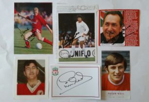FOOTBALL, Liverpool signed selection, inc. magazine cut outs, white cards, photographs; Peter