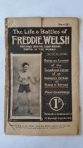 BOXING, The Life & Battles of Freddie Welsh booklet, part 2, 1909 release, centre-fold & tears,