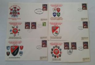 RUGBY UNION, set of commemorative covers, WRU Welsh RU Centenary, 1980/81, issues 1-8, duplication