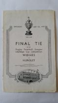 RUGBY LEAGUE, Challenge Cup 1934 Final programme, Widnes v Hunslet, missing outer cover, some staple