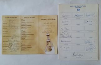 CRICKET, signed selection, inc. sheet of England Test Captains 1962-1992, signed by 12, Dexter,