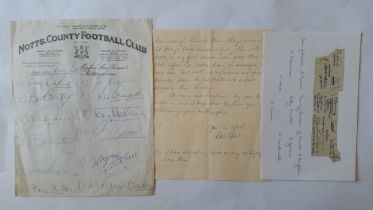 FOOTBALL, Notts County signed selection, inc. early 70s on headed club paper, Jimmy Sirrell, Mick