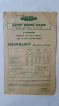 HORSERACING, Western Region Railway handbill for 1960 meeting at Ascot Heath, 23rd & 24th September,