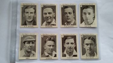 BOYS MAGAZINE, Zat Cards (Cricketers), complete, inc. Sutcliffe, Wyatt, Hammond, Allen, Larwood,