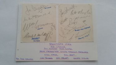 FOOTBALL, Brentford 1946, signed album pages both laid down to larger white sheet, inc. Joe Crozier,