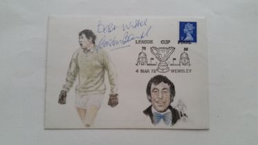 FOOTBALL, Gordon Banks hand signed envelope, envelope shows 2 hand drawn picture of Banks, dated 4/