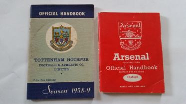 FOOTBALL, official handbooks 1950s, inc. Tottenham Hotspur 1958/59 & Arsenal 1959/60, some staining,