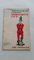 FOOTBALL, Nottingham Forest Sportsmen's Club official magazine, The Forester, first issue, August/