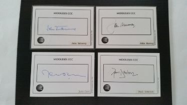 CRICKET, Middlesex CCC autograph cards, all headed Middlesex CCC, inc. Mike Gatting, Charles Robins,