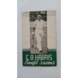 CRICKET, signed C B Harris Benefit Souvenir, signed by 12 Nottinghamshire players, inc. H Larwood, W