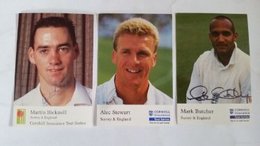 CRICKET, Surrey signed promotional photocards, inc. Pat Pocock, Ian Salisbury, Graham Thorpe, Martin
