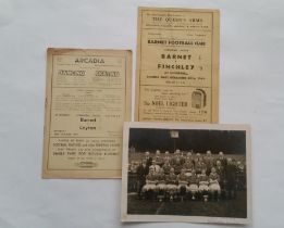 FOOTBALL, Barnet selection, inc. programmes v Finchley 1946 & v Leyton 1949; team photo 1944-45