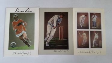 CRICKET, signed photograph selection, glossy artist print photographs, all laid down to mount &