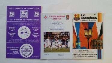 FOOTBALL, Aston Villa away in Europe, programmes, all UEFA Cup matches, inc. Slovan Bratislava 1993,