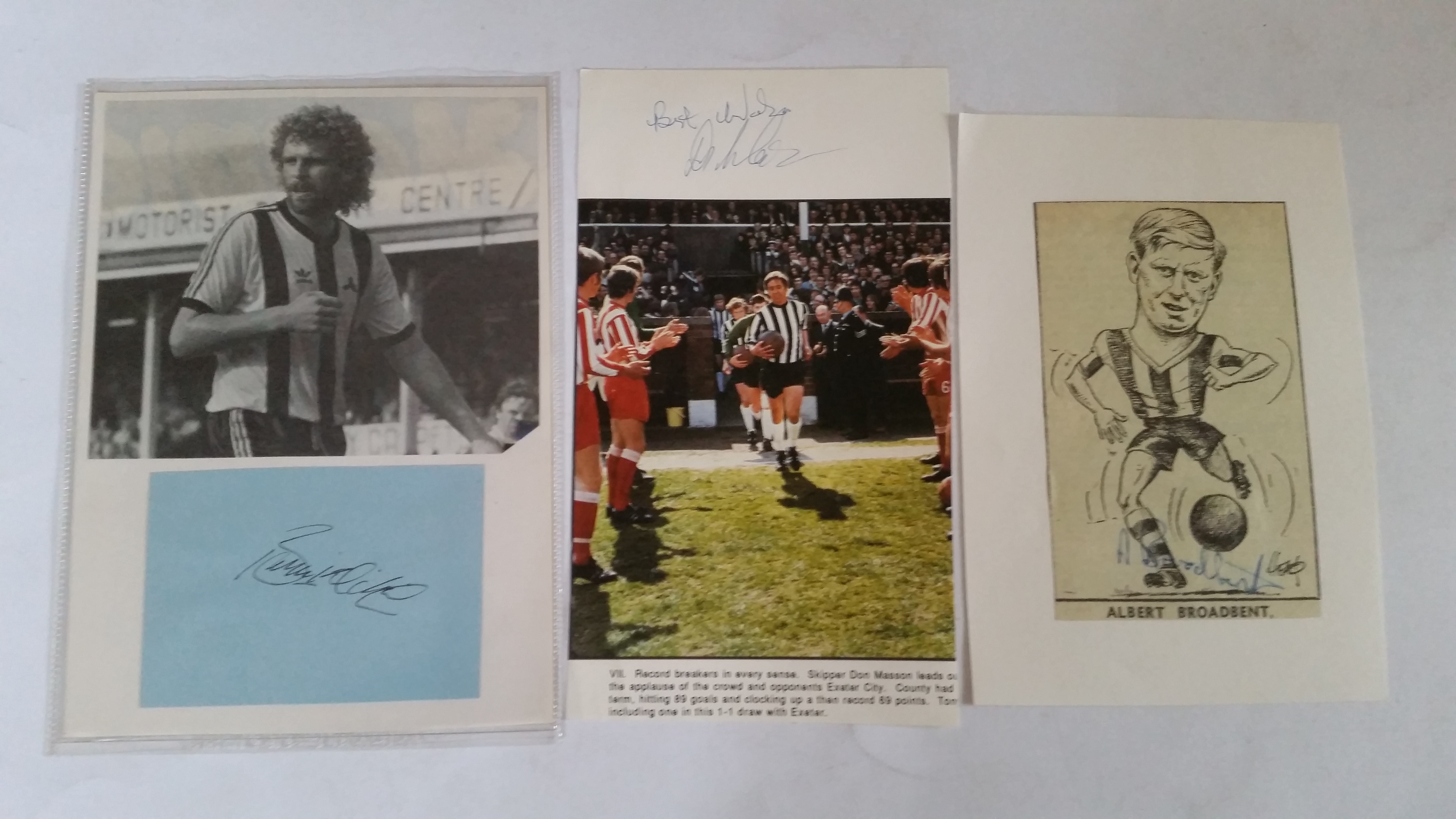 FOOTBALL, Notts County signed selection, mainly signed pieces laid down beneath photograph, inc.