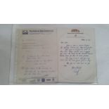 CRICKET, signed correspondence, inc. handwritten letters, Sir Richard Hadlee, Geoff Howarth,