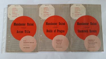 FOOTBALL, Manchester United 1950s home programmes, inc. European Cup, v Shamrock Rovers 1957,