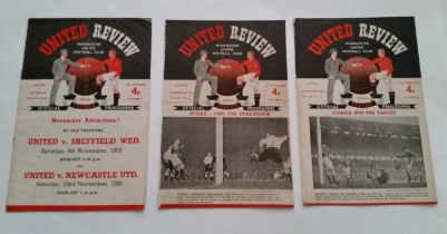 FOOTBALL, Manchester United home programmes, 1952/53 season, inc. v Wolverhampton Wanderers,