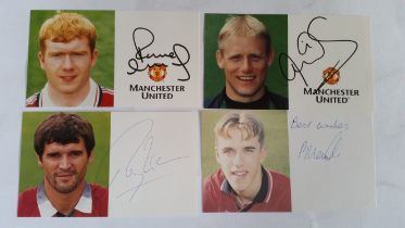 FOOTBALL, Manchester United signed photograph cards, late 1990s, inc. Sir Alex Ferguson, Jaap