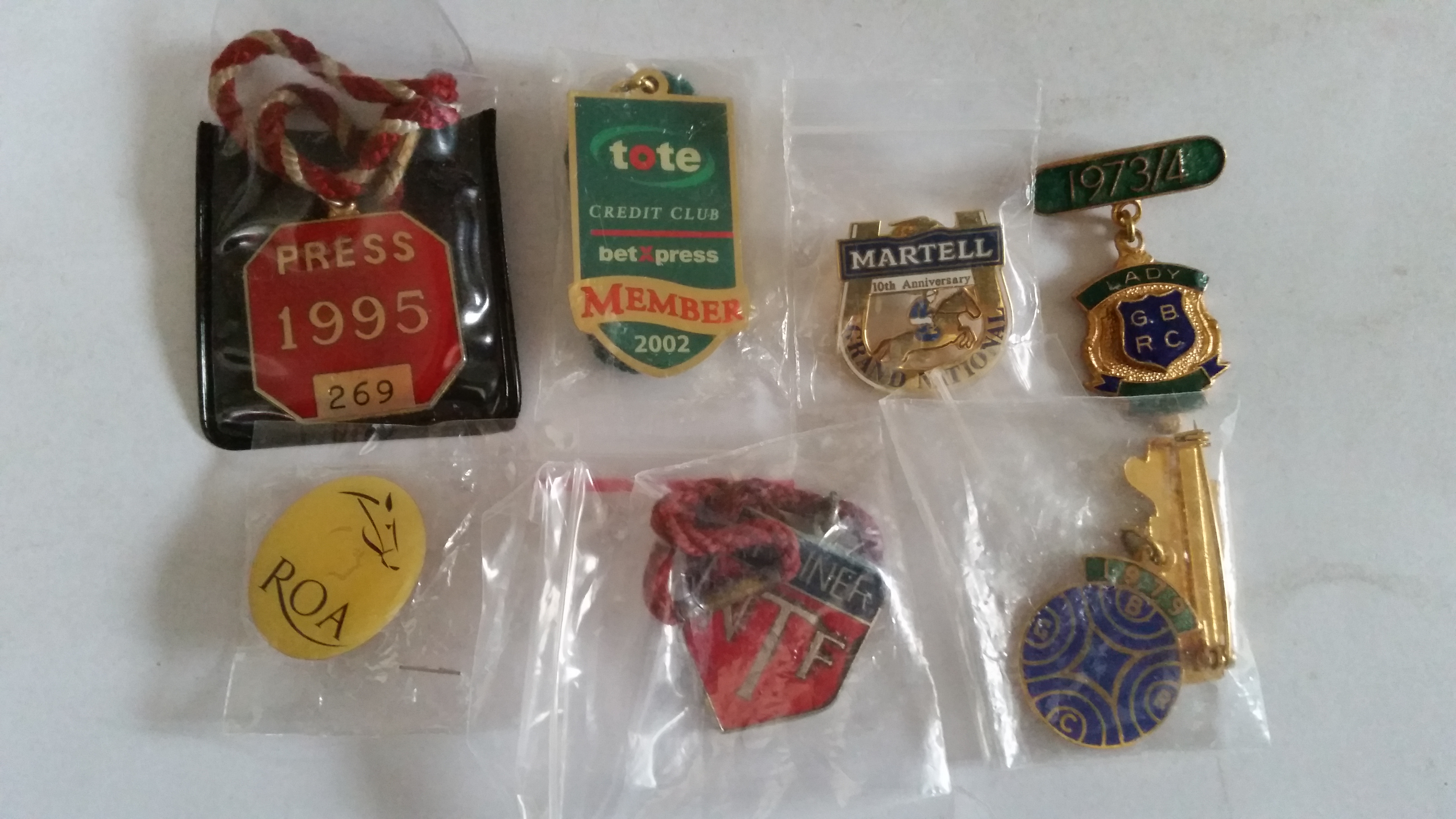 HORSERACING, assorted enamel badges, inc. Great Bentley Running Club Lady 1973/74, Great Bentley