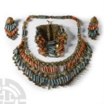 Egyptian Faience and Carnelian Beads in Victorian Necklace Set